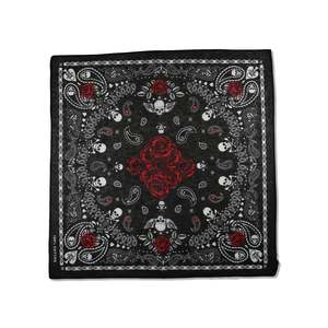 Black Skull Bandana with Red Roses