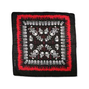Bandanas: Black Bandana with Red Flame Skulls