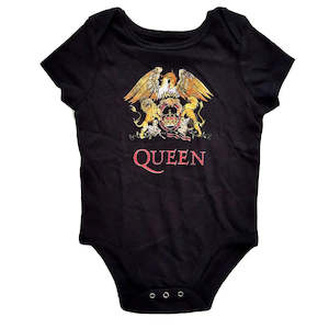 Baby Onesies: Queen - Classic Crest - Baby Black Onesie