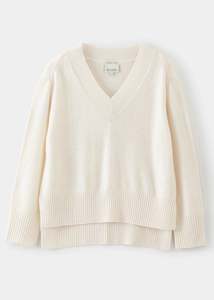 Aleger Cashmere: Aleger Cashmere Blend N136W Pullover Winter White
