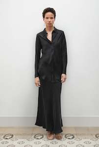 Silk Laundry Bias Shirt Black