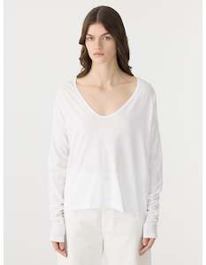 Bassike Vneck Circle LS Tee White