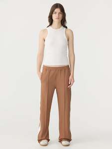 Bassike: Bassike Twill Stripe Detail Pant Argan/White
