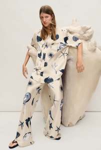 Silk Laundry Bias Cut Pants Seashells