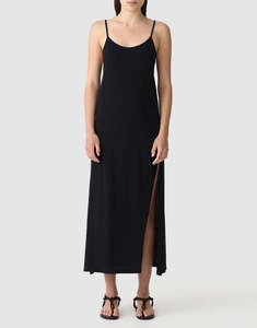 Sale: Bassike Slip Boxy Longerline Tank Dress Black