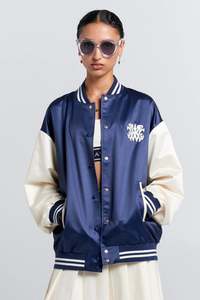 Karen Walker: Karen Walker Runaway Varsity Jacket Navy/Cream