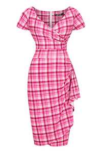 Lady Vintage: Pink Gingham Elsie Dress s8 only