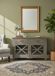 Rustic Elegance Sideboard Buffet – Weathered Grey Finish