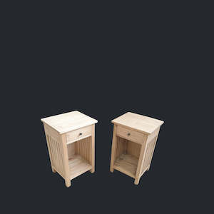 Bedside Cabinet Pair - Mindi Wood - Natural Finish