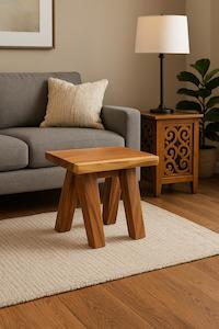 Handcrafted Solid Wood Accent Stool