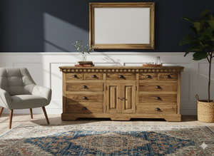 Console Hall Tables: Rustic Mindi Wood Buffet Table – Natural Finish