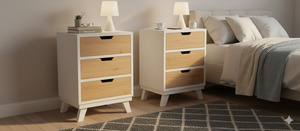 Bedside Cabinet Pair - Mindi Wood - Carolina Finish