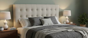 Headboards: Maison Buttoned King Headboard - White Velvet