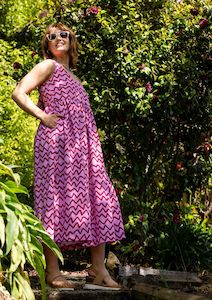 Dresses: Reverie Tie Back Dress - Raspberry Ziggy