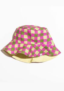 Bucket Hat - Hand Drawn Check Citrus / Thin Pin Citrus