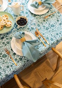 Thin Pin Green Cotton Linen Napkins