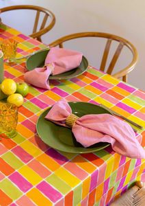 Home: Thin Pin Bubblegum Cotton Linen Napkins