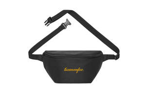 Headwear Accessories: Black/Orange Script Bum Bag