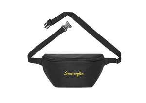 Headwear Accessories: Black/Yellow Script Bum Bag