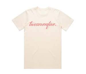 T Shirts: NEW!! Ecru/Peach Script Logo T-Shirt