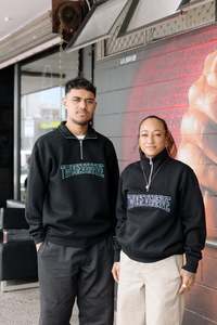 Online Home Page New Instore: Black/Blue Vintage Logo Quarter Zip