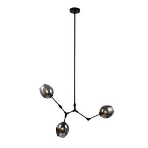 Pendants: UPR-LINDSEY-3-BLK -SMK  Lindsey Bubble Replica 3 Light Pendant
