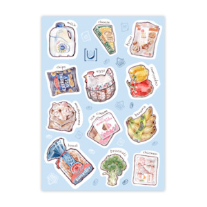 A6 Sticker Sheets: Grocery Shopping Day A6 Sticker Sheet