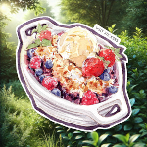 Berry Delicious Stickers: Berry Cobbler with Vanilla Ice Cream