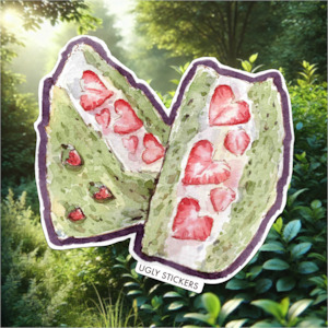 Berry Delicious Stickers: Strawberry Matcha Sandwich