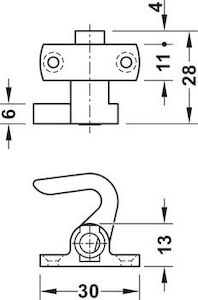 Catch Hook Push Lock Metal RH