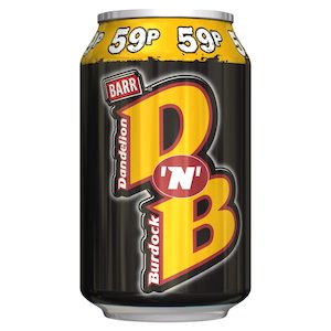 cherry: BARR Dandelion 'N' Burdock 330ml (best before 04/24). one only