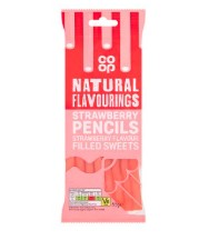 Vegan Confectionery: Co-op Fizzy Strawberry Pencils 65g