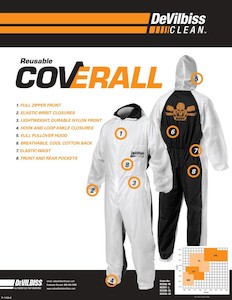 Products: Lightweight durable nylon front Breathable, cool cotton back Full pullover hood Elastic wrist closures Hook and loop ankle closures Zipper front and elastic waist Washable/reusable Size: 1.8-1.95m / 95-135kg - REFINISH.CO.NZ