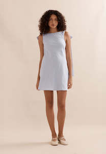Caitlin Crisp Mini Wilmer Dress Sky Blue Linen