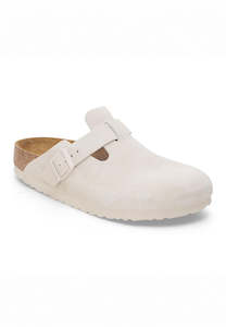 Mens Birkenstocks: Birkenstock Boston SFB Suede Antique White