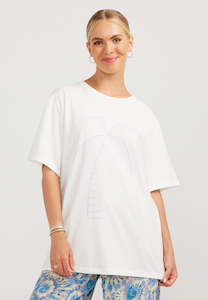 Charlie Holiday Palm Boyfriend Tee White