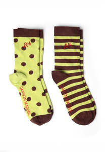 Damson Madder: Damson Madder Calf Length 2 Pack Socks Choc & Avocado