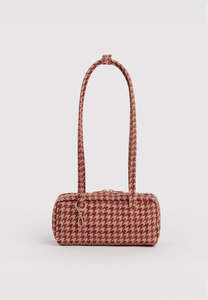 Baggu July 26 Ad: Baggu Small Nylon Bowler Bag Tan Houndstooth