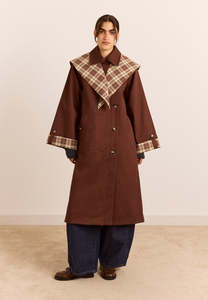 Damson Madder: Damson Madder Reversible Longline Jerry Trench Chocolate