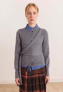 Damson Madder: Damson Madder Venna Wrap Cardigan Grey