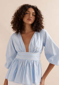 Caitlin Crisp Belle Blouse Blue Stripe