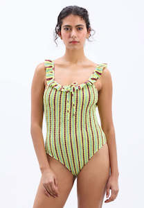 Swimwear: Damson Madder Cheyenne Swimsuit Tropical Stripe
