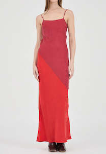 Full Price Clothing: Friend of Audrey Spliced Cupro Bias Dress Crimson