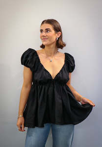 Caitlin Crisp: Caitlin Crisp Isla Blouse Black Linen