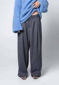 Arthur Slouchy Pleat Pant Grey Pinstripe