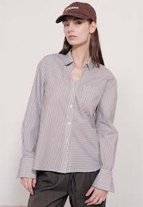 Sister Studios Classic Shirt Choc Pinstripe