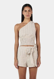 Ownley: Ownley Sammy Asym Top Beige Tartan