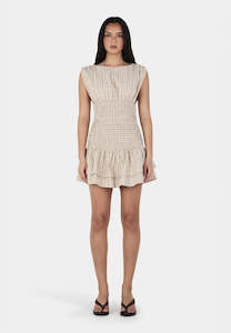 Ownley: Ownley Nera Mini Dress Beige Tartan