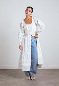 Dresses 1: Damson Madder Junia Midi Dress Embroidered White