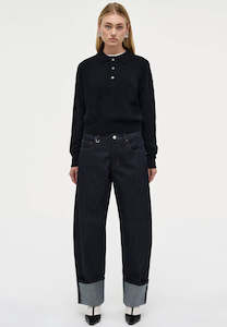 Sale Knitwear: Neuw Wool Blend Knit Polo Black